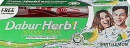 Парфумерія, косметика Набір "Mint & Lemon", червоний - Dabur Herb`l (toothbrush/1шт + toothpaste/150g)