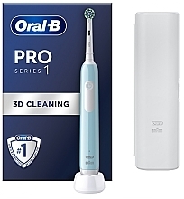 Парфумерія, косметика Електрична зубна щітка, з футляром, блакитна - Oral-B Pro Series 1 Carribean Blue + Case