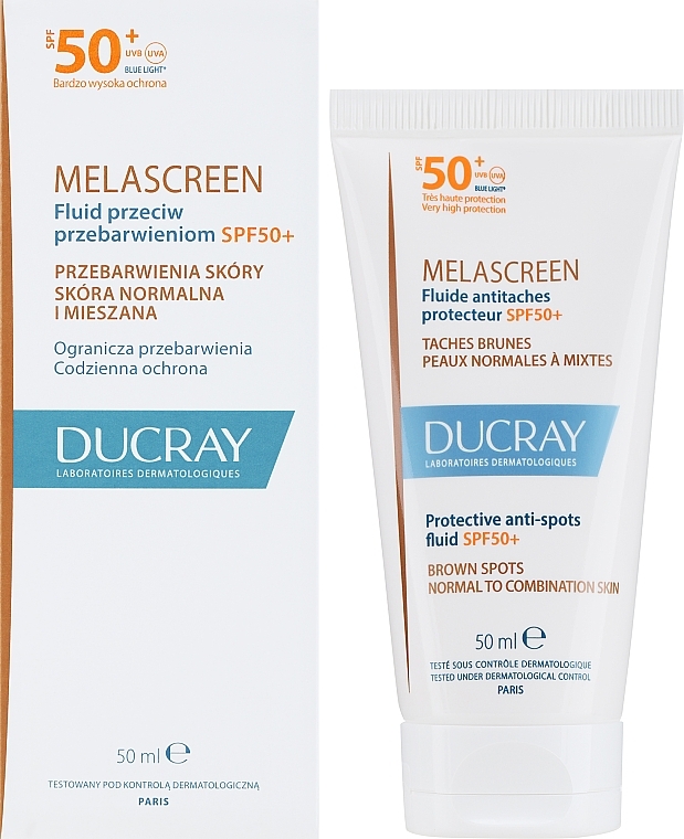 Антипигментный флюид для лица - Ducray Melascreen Protective Anti-spots Fluid SPF 50 Normal to Combination Skin  — фото N1