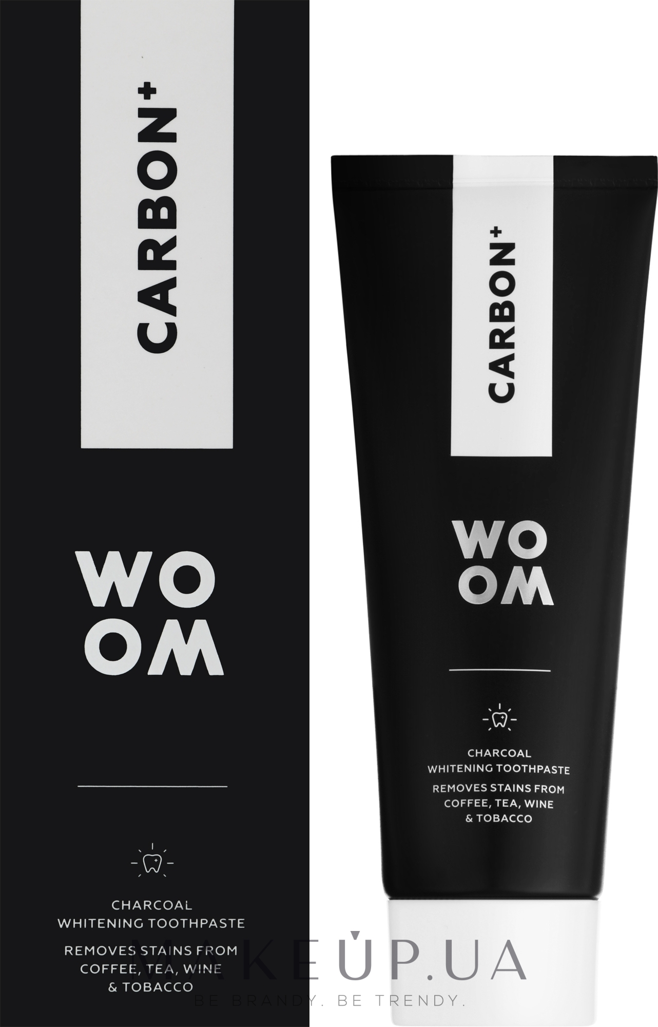 Відбілювальна зубна паста з активованим вугіллям - Woom Carbon+ Black Whitening Toothpaste — фото 75ml