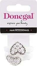 Резинки для волосся FA-5739, білі, сердечка - Donegal — фото N1