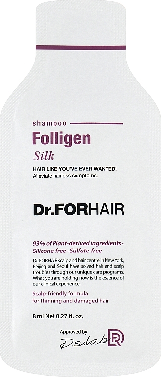 Шампунь для пошкодженого волосся - Dr.FORHAIR Folligen Silk Shampoo (пробник) — фото N1
