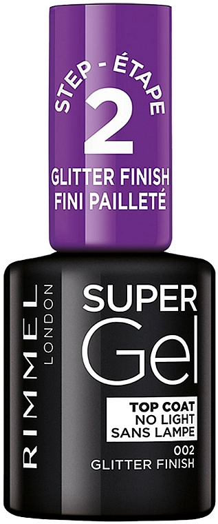 Верхнее покрытие-гель для ногтей с глиттером - Rimmel Top Coat Super Gel Glitter Finish — фото N1