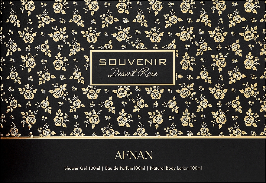 Afnan Perfumes Souvenir Desert Rose - Набор (edp/100ml + sh/gel/100ml + b/lot/100ml) — фото N1