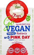 Тканинна маска для обличчя "Для тих, хто любить соковитіше" - 7 Days Go Vegan Friday Pink Day — фото N1