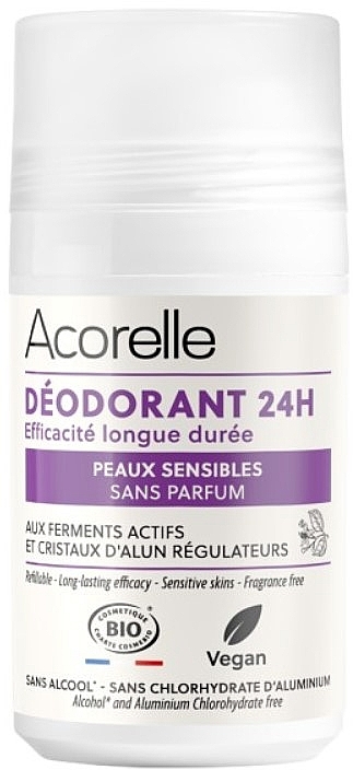 Шариковый дезодорант без запаха для чувствительной кожи - Acorelle Deodorant Roll On 24H Sensitive Skins — фото N1