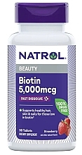 Биотин со вкусом клубники, 5 000 мкг - Natrol Beauty Biotin 5 000 Mcg — фото N1