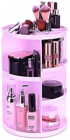 Поворотный органайзер косметический, розовый - Reclaire 360° Rotation Cosmetic Organizer Pink — фото N2