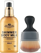 Набор - HD Hollywood Shimmer Body Gold Set (b/milk/100ml + brush) — фото N1