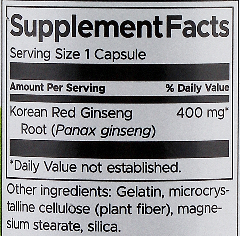 Харчова добавка "Корейський червоний женьшень", 400 мг - Swanson Full Korean Red Panax Ginseng Root — фото N2