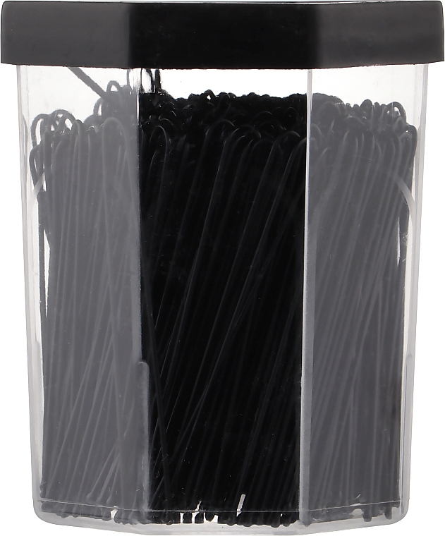 Шпильки прямые для волос, черные, 6.5 см - Lussoni Hair Pins Black — фото N1