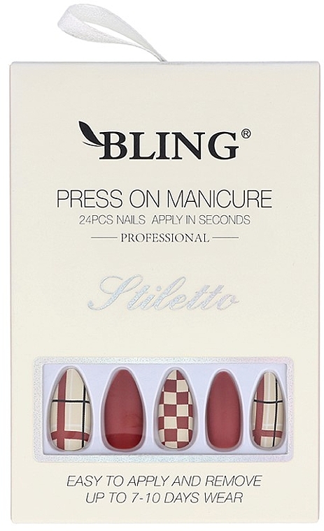 Накладні нігті "Stiletto", квадрати - Bling Press On Manicure — фото N1