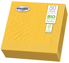 Серветки паперові двошарові, з тисненням, 33x33 см, жовті, 50 шт. - Grosik — фото N1