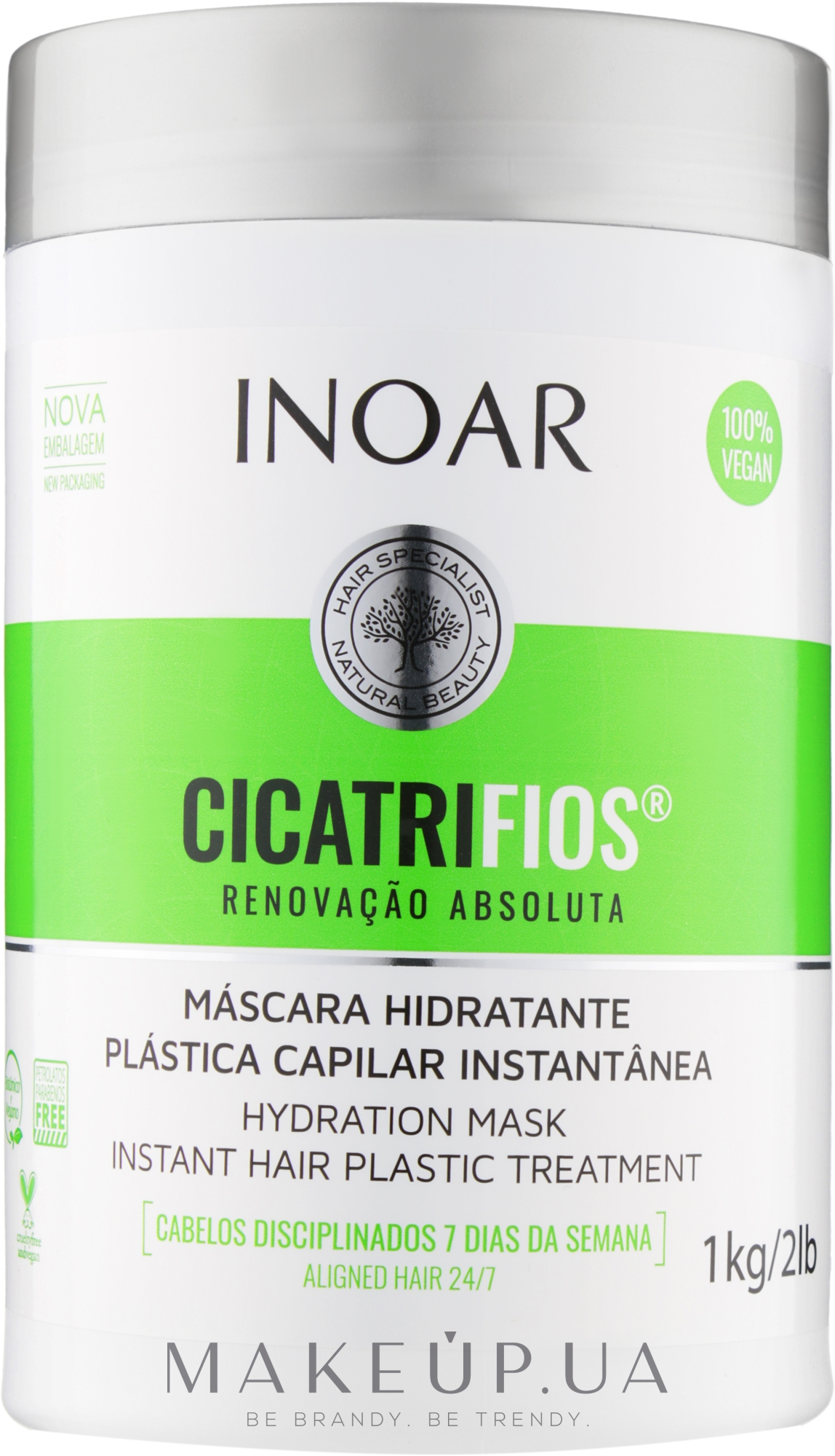Увлажняющая маска для волос с витамином Е "Идеальный цвет", без сульфатов - Inoar Cicatri-Fios Hydration Mask — фото 1000ml