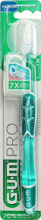 Зубная щетка "Technique Pro", средней жесткости, бирюзовая - G.U.M Medium Regular Toothbrush — фото N1