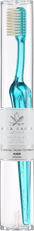 Жесткая зубная щетка, прозрачно-бирюзовая - Acca Kappa Vintage Tooth Brush Nylon Hard — фото N1