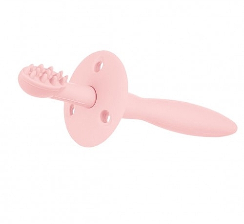Силиконовая щетка для зубов с ограничителем, розовая - Canpol Babies — фото N1