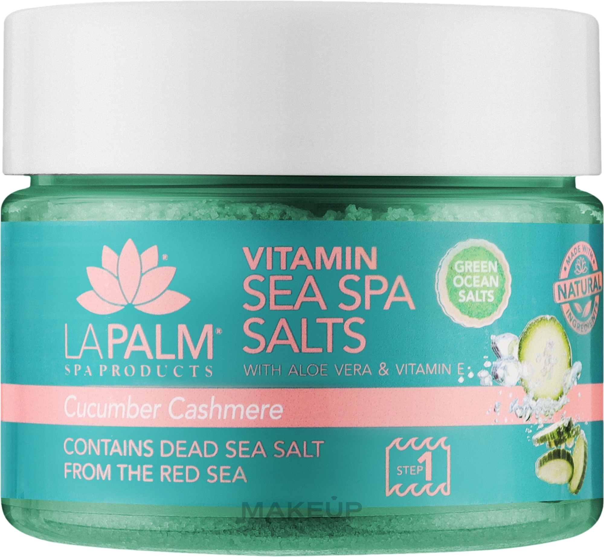 Соль для рук и ног с морскими минералами "Огуречный кашемир" - La Palm Sea SPA Cucumber Cashmere — фото 355ml