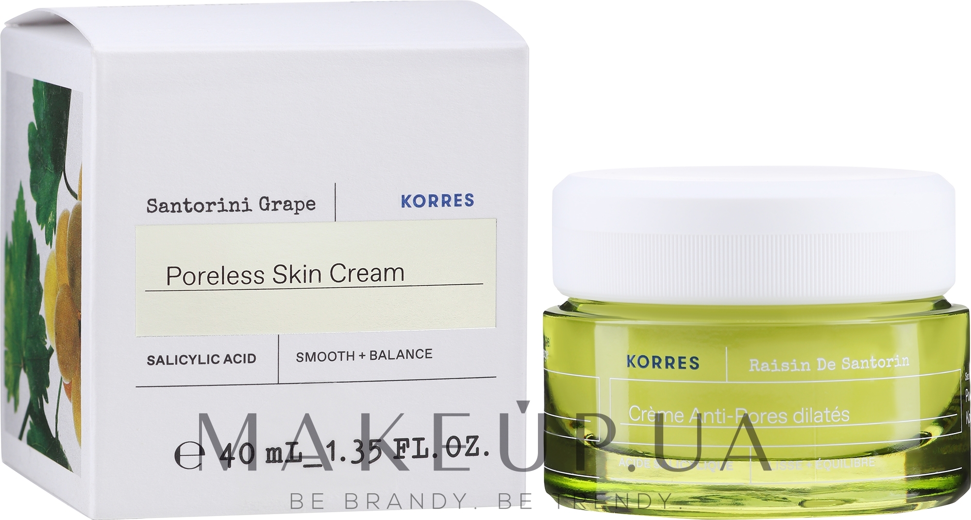 Легкий зволожувальний крем-гель для обличчя - Korres Santorini Grape Poreless Skin Cream — фото 40ml