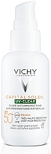 Ежедневный солнцезащитный невесомый флюид для кожи подверженной к жирности и несовершенствам, очень высокий уровень защиты SPF50+ - Vichy Capital Soleil UV-Clear SPF50 — фото N1