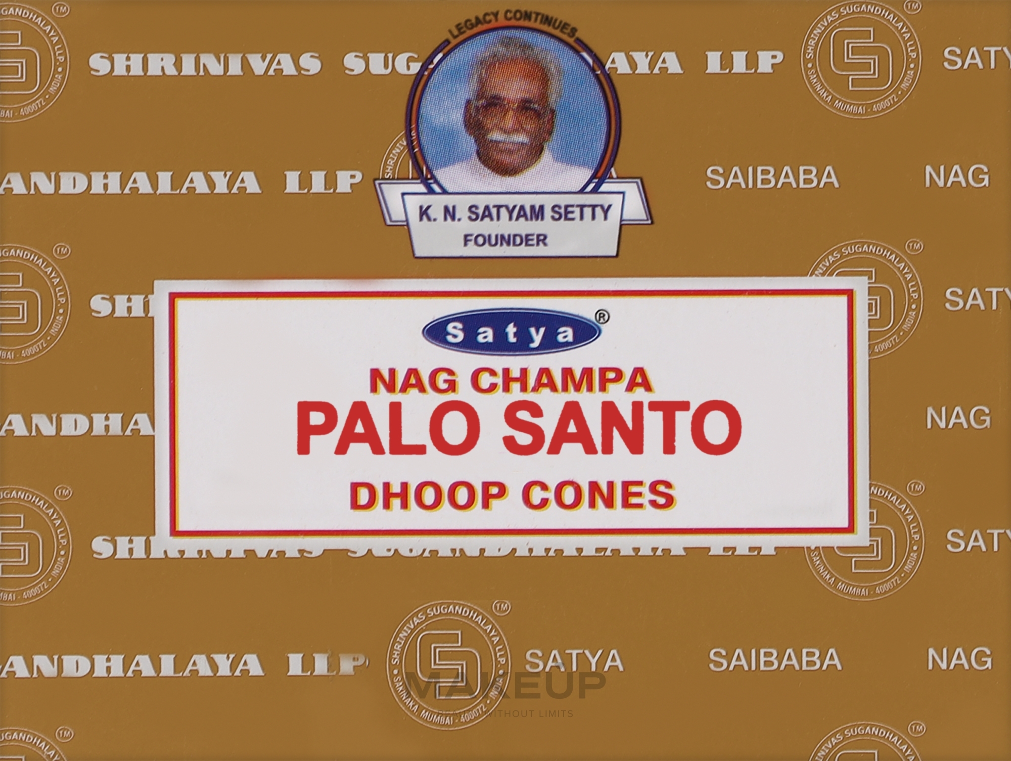 Дымные благовония конусы "Наг Чампа Пало Санто" - Satya Nag Champa Palo Santo Dhoop Cones — фото 12шт