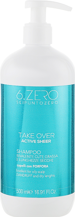 Бивалентный шампунь для жирной кожи головы, с перхотью и сухими волосами - Seipuntozero Take Over Active Sheer Shampoo — фото N2