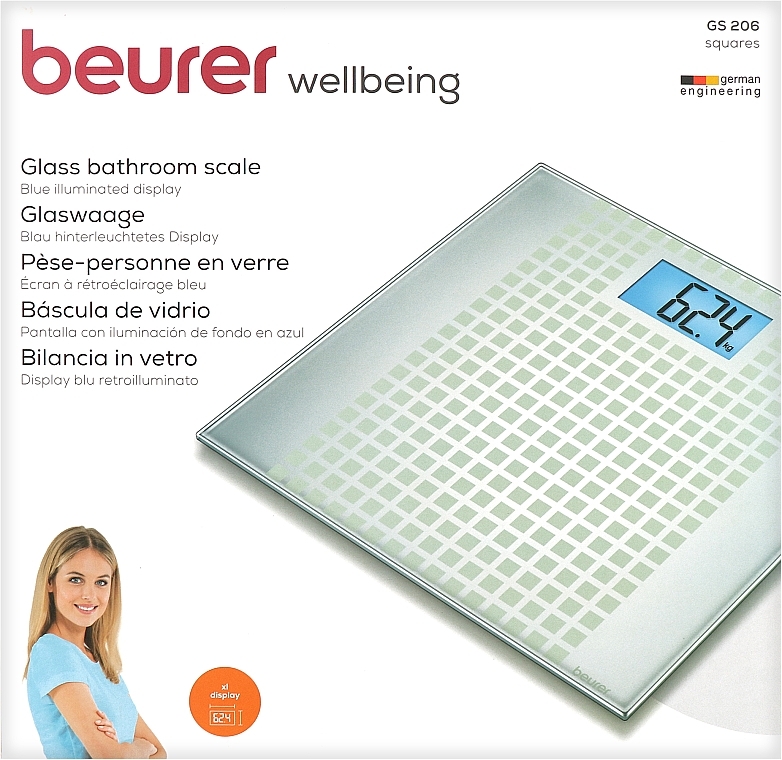Ваги скляні підлогові - Beurer GS 206 Squares — фото N2
