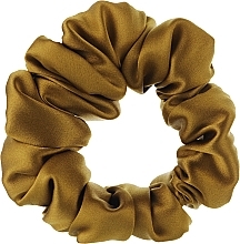 Резинка для волосся з натурального шовку, золотистий хакі - ScrunchyUA — фото N1