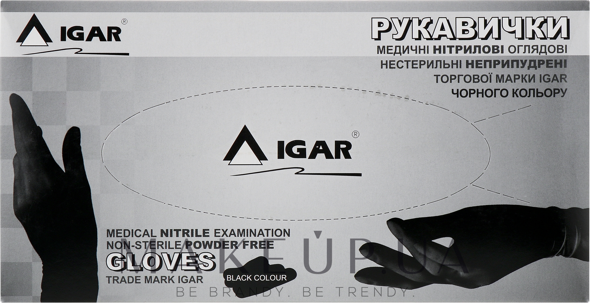 Перчатки нитриловые, без пудры, размер L (8-9), 100 шт, черные - Igar — фото 100шт