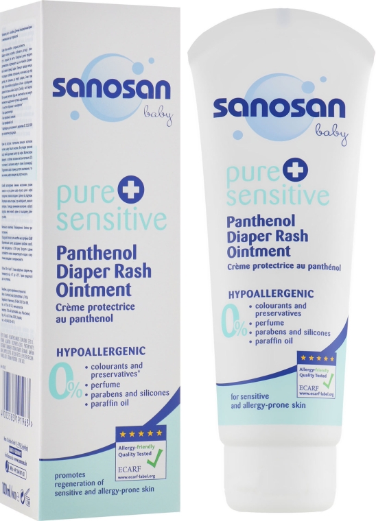 Детский гипоаллергенный крем от опрелостей - Sanosan Pure & Sensitive Panthenol Diaper Rash Ointment