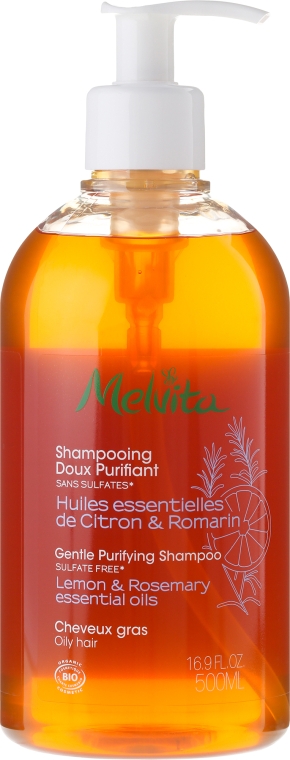 Нежный очищающий шампунь для жирных волос "Лимон и Розмарин" - Melvita Hair Care Gentle Purifyng Shampoo — фото N3