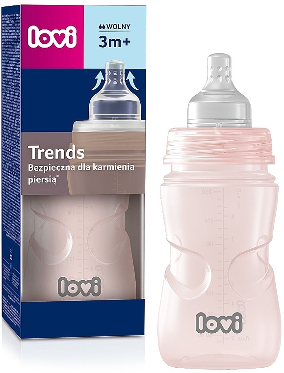 Пляшечка для годування "Trends", 250 мл, рожева - Lovi — фото N1