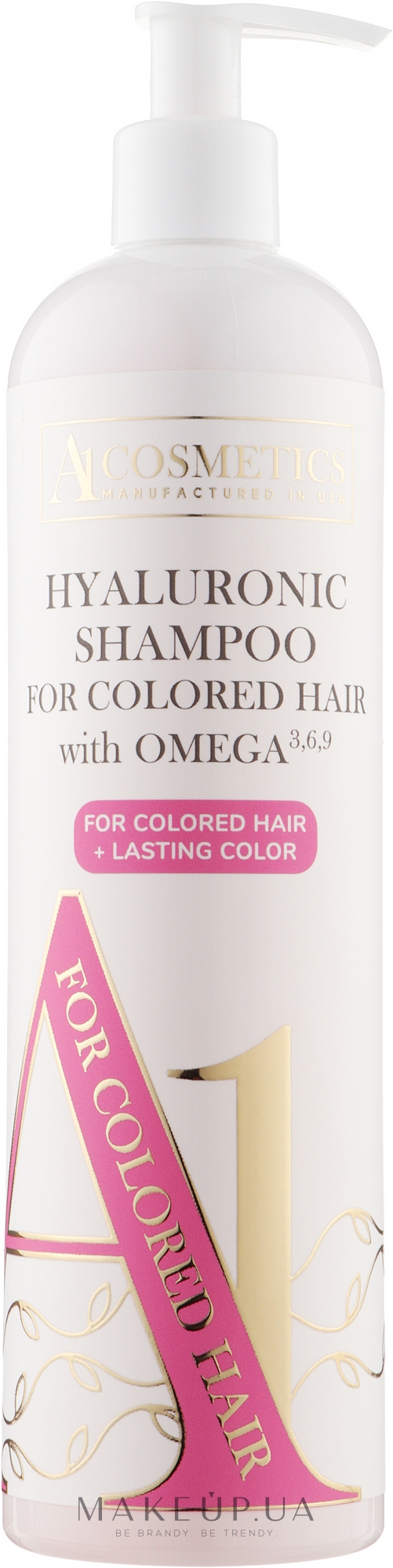 Гиалуроновый шампунь для окрашенных волос - A1 Cosmetics For Colored Hair Hyaluronic Shampoo With Omega 3-6-9 + Lasting Color — фото 500ml