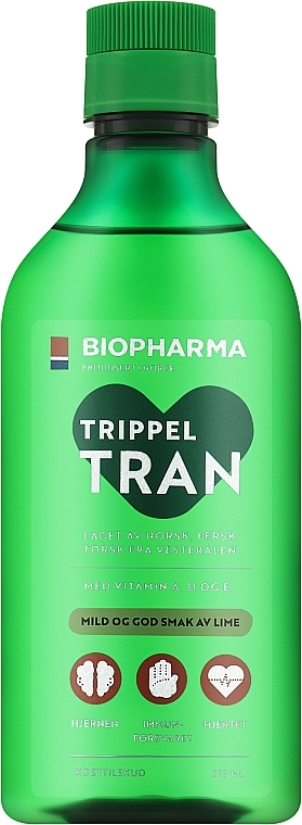Жидкая Омега-3 для взрослых - Biopharma Norge Trippel Tran Lime — фото N1