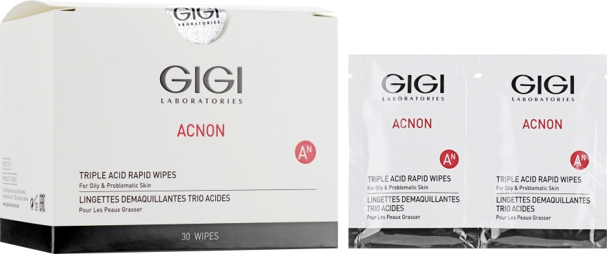 Влажные салфетки с кислотой - Gigi Acnon Triple Acid Rapid Wipes — фото N3
