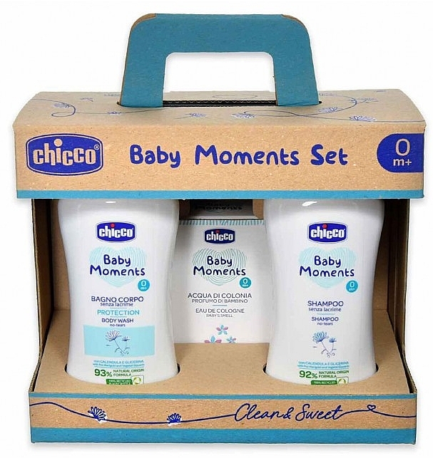 Набор - Chicco Baby Moments Set Clear & Sweet (b/wash/200ml + sham/200ml + edc/100g) — фото N1