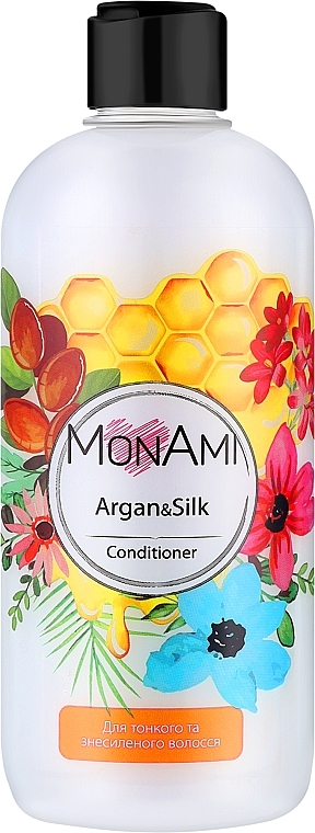 Кондиціонер для ламкого й тонкого волосся - MonAmi Argan & Silk Conditioner — фото N1