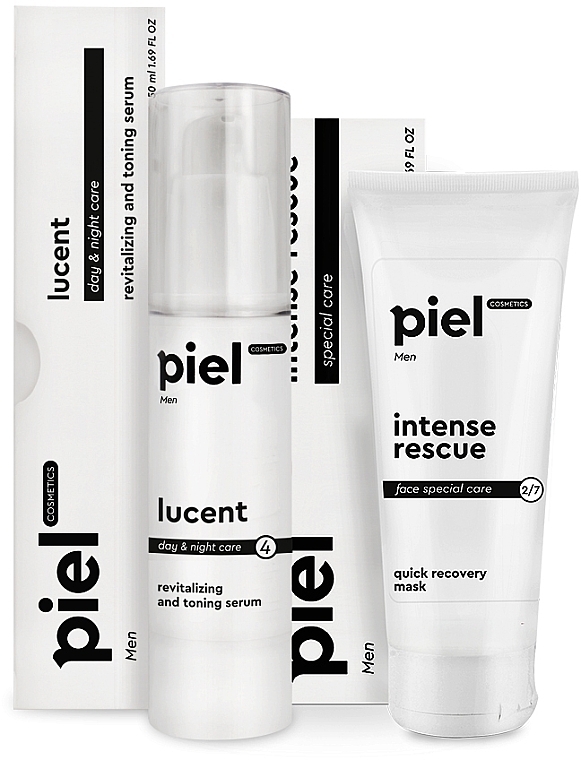 Набір "Інтенсивне відновлення для тьмяної шкіри" - Piel Cosmetics Men (mask/50ml + ser/50ml)