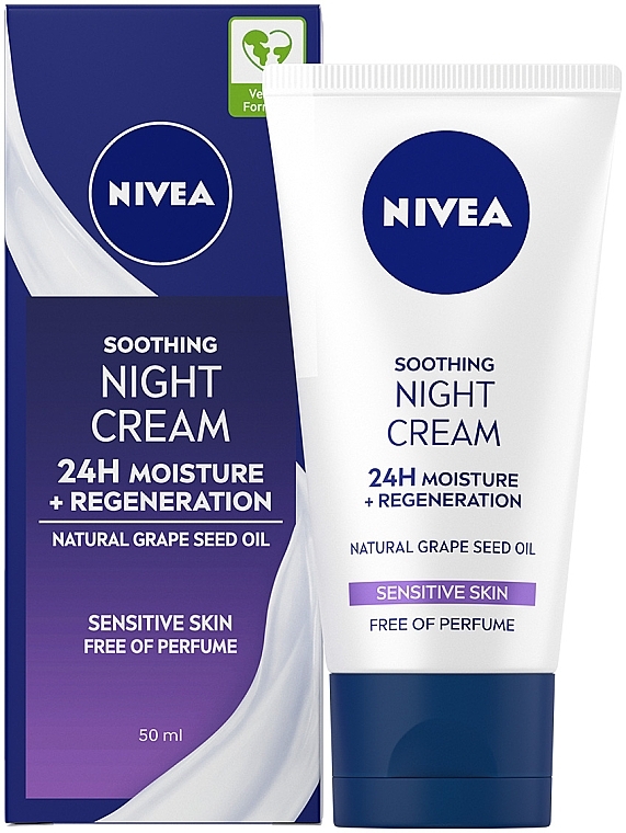 Заспокійливий нічний крем "Інтенсивне зволоження та регенерація 24 години" - NIVEA Soothing Night Cream