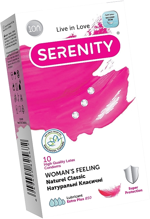 Презервативи натуральні класичні, 10 шт. - Serenity Woman`s Feeling Naturee Classic — фото N1