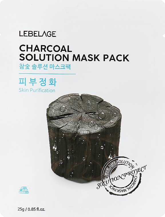 Маска для лица тканевая "Древесный уголь" - Lebelage Charcoal Solution Mask — фото N1