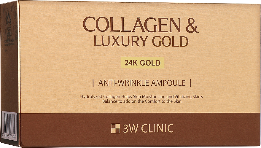 Антивікова сироватка для обличчя із золотом і колагеном - 3w Clinic Collagen & Luxury Gold Anti-Wrinkle Ampoule — фото N1