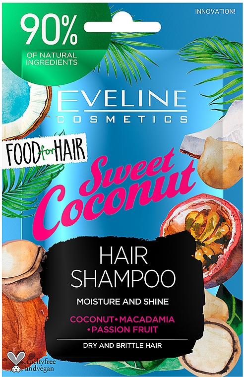 Шампунь для сухих и тонких волос - Eveline Cosmetics Food For Hair Sweet Coconut Shampoo (пробник) — фото N1
