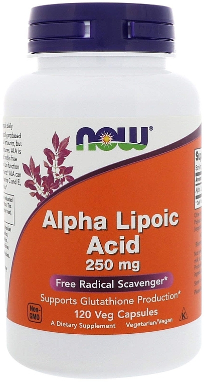 Альфа-ліпоєва кислота, 250 мг, капсули - Now Foods Alpha Lipoic Acid — фото N1