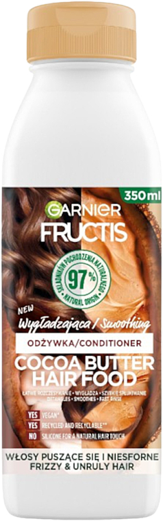Кондиционер для вьющихся и непослушных волос, разглаживающий - Garnier Fructis Cocoa Butter Hair Food Conditioner