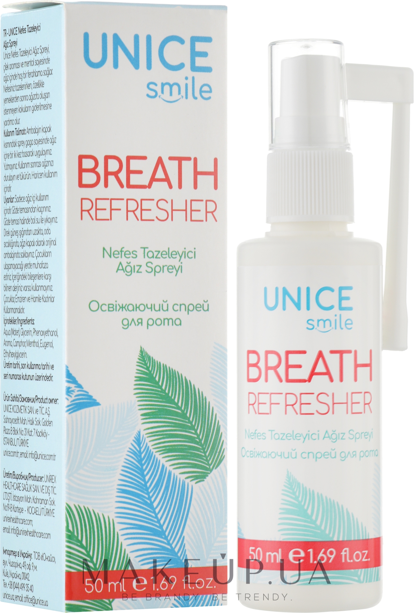Освежающий спрей для рта - Unice Breath Refresher — фото 30ml