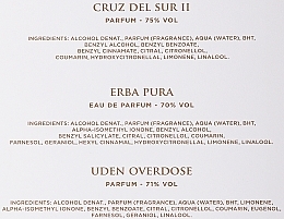 Xerjoff Cruz Del Sur II + Erba Pura + Uden Overdose - Набір (perfume/3x15 ml) — фото N3
