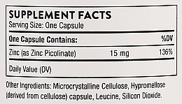 Диетическая добавка "Пиколинат цинка", 15 мг, капсулы - Thorne Research Zinc Picolinate — фото N3