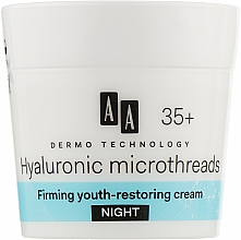 Нічний крем проти зморщок для обличчя 35+ - AA Dermo Technology Hyaluronic Microthreads Filling Anti-Wrinkle Night Cream — фото N1