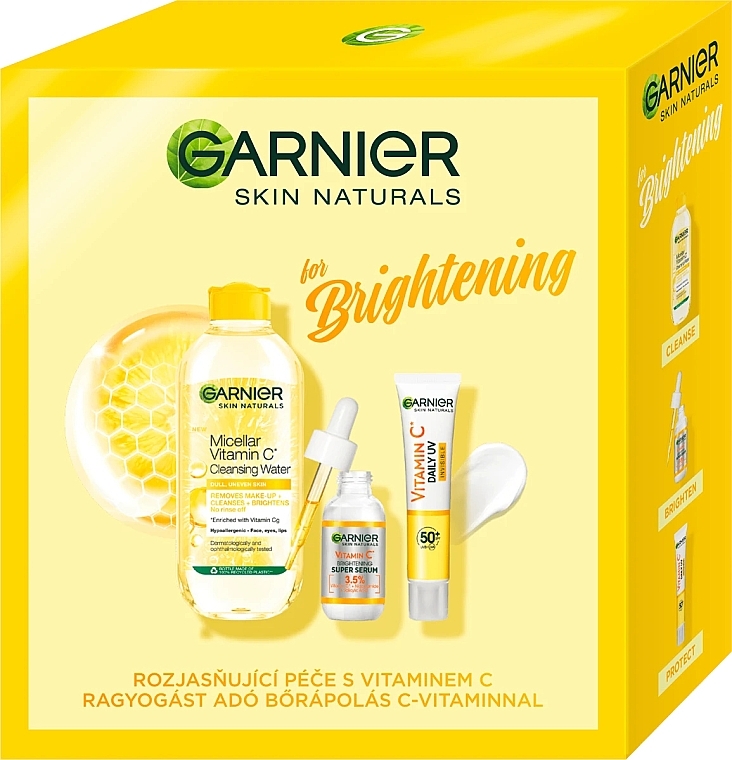 Набір - Garnier Skin Naturals For Brightening (micellar/water/400ml + ser/30ml + f/fluid/40ml) — фото N1